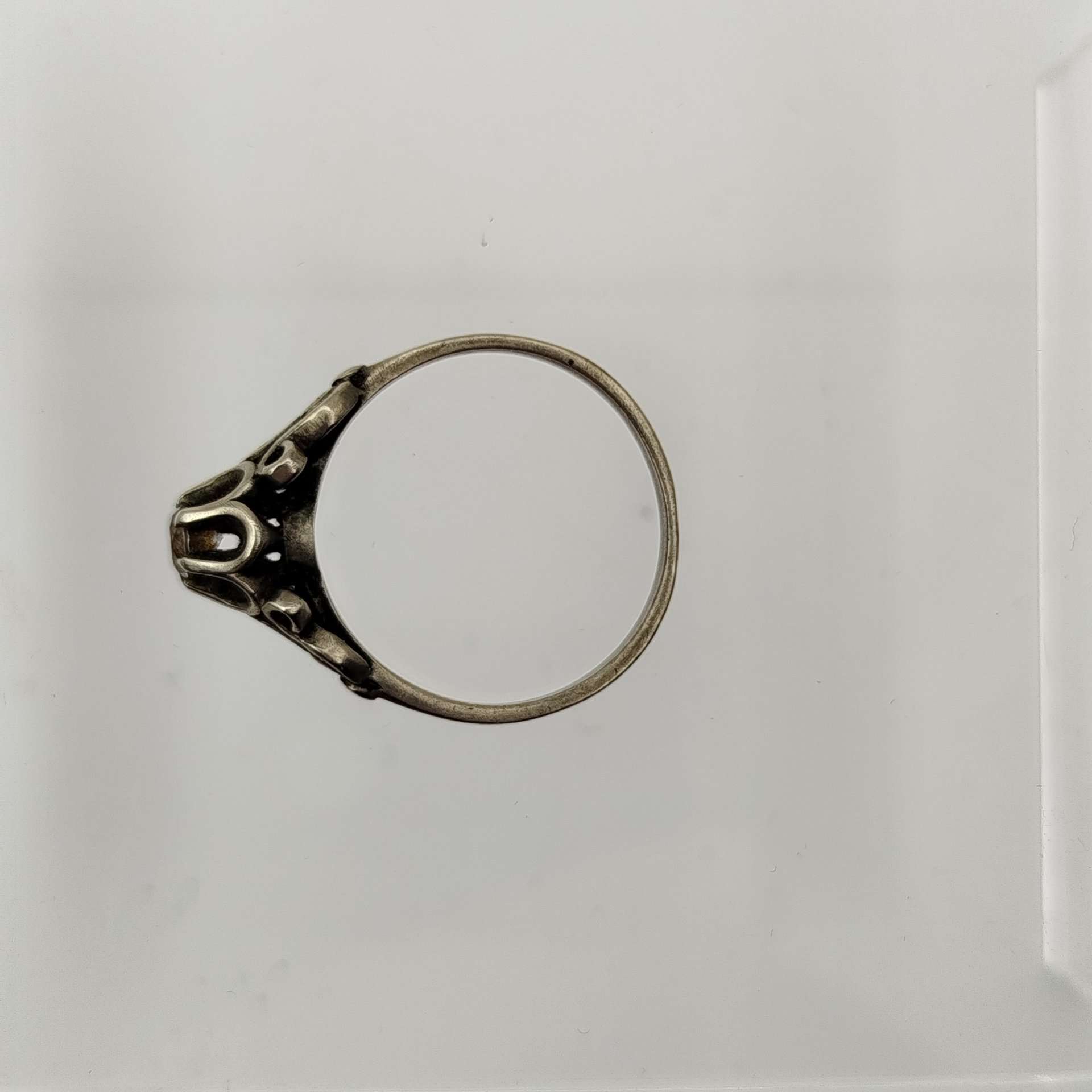 Кольцо винтажное с прозрачной вставкой, мельхиор, Россия, 1970-1990 гг.