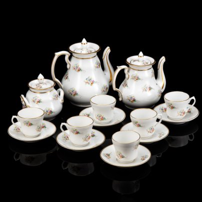 Сервиз чайно-кофейный с цветочным декором на 6 персон (15 предметов)