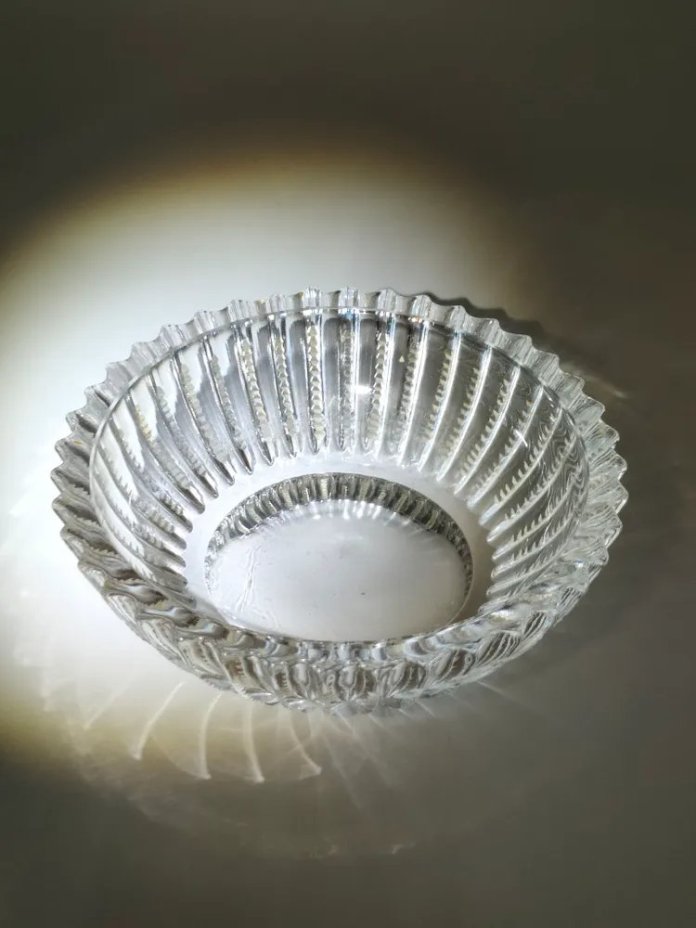 Ваза (конфетница) с рельефным декором, стекло, СССР, 1970-1990 гг.