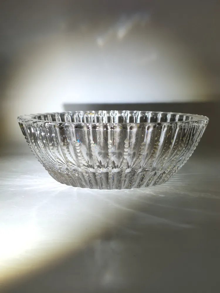 Ваза (конфетница) с рельефным декором, стекло, СССР, 1970-1990 гг.