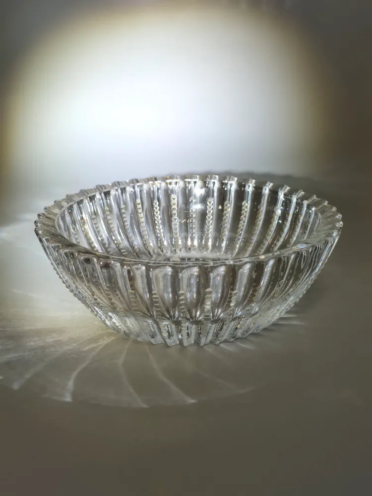 Ваза (конфетница) с рельефным декором, стекло, СССР, 1970-1990 гг.