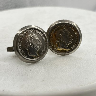 Запонки с копией австрийского дуката Франца Иосифа, металл, Западная Европа, 1900-1920 гг.