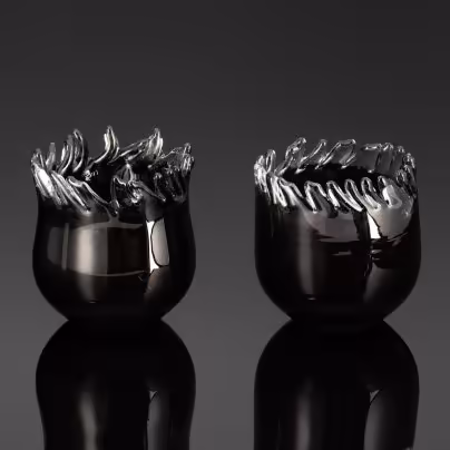 Парные широкие вазы, Cleybergh Glass