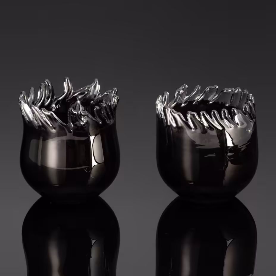 Парные широкие вазы, Cleybergh Glass