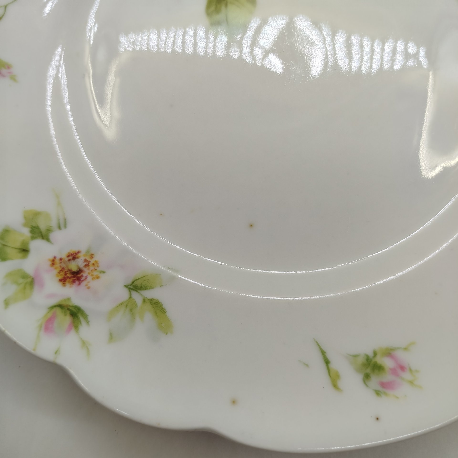 Набор из двух столовых тарелок с растительным декором, фарфор, деколь, Западная Европа, 1900-1930 гг.