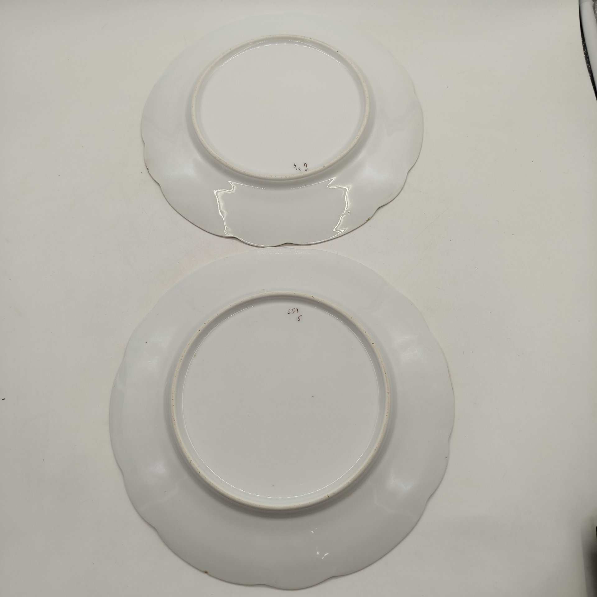 Набор из двух столовых тарелок с растительным декором, фарфор, деколь, Западная Европа, 1900-1930 гг.