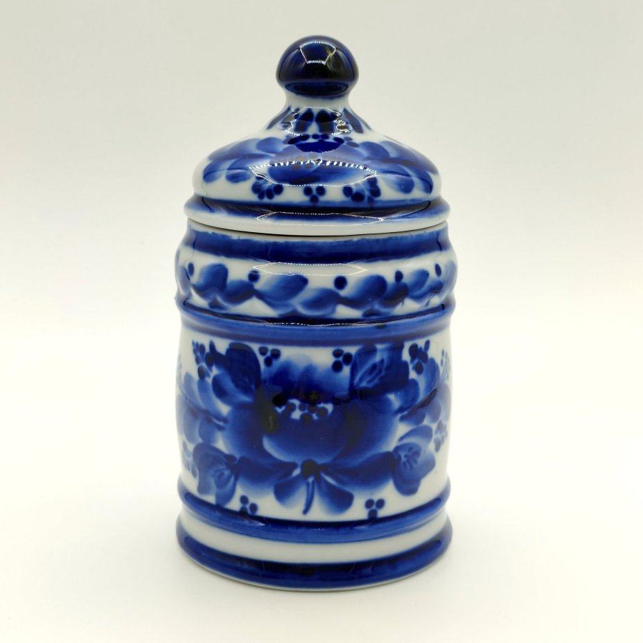 Банка (ёмкость для хранения сыпучих продуктов), украшенная цветочным декором