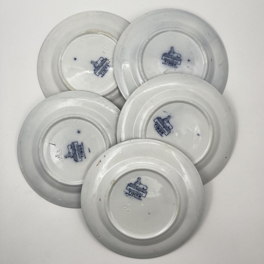 Набор десертных тарелок на 5 персон, выполненных в восточном стиле, Petrus Regout Maastricht