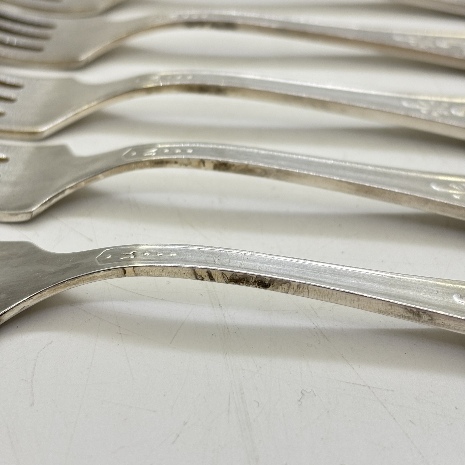 Набор из шести десертных вилок "Пламя", мНЦ (медь-никель-цинк), Кольчугинский завод цветных металлов, СССР, 1960-1990 гг.