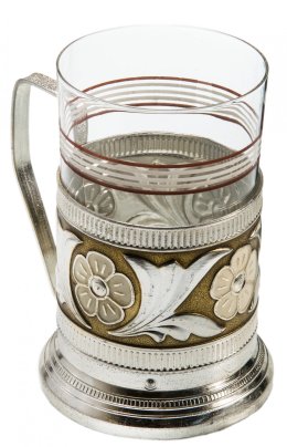 Подстаканник "Цветок" со стеклянным стаканом, СССР