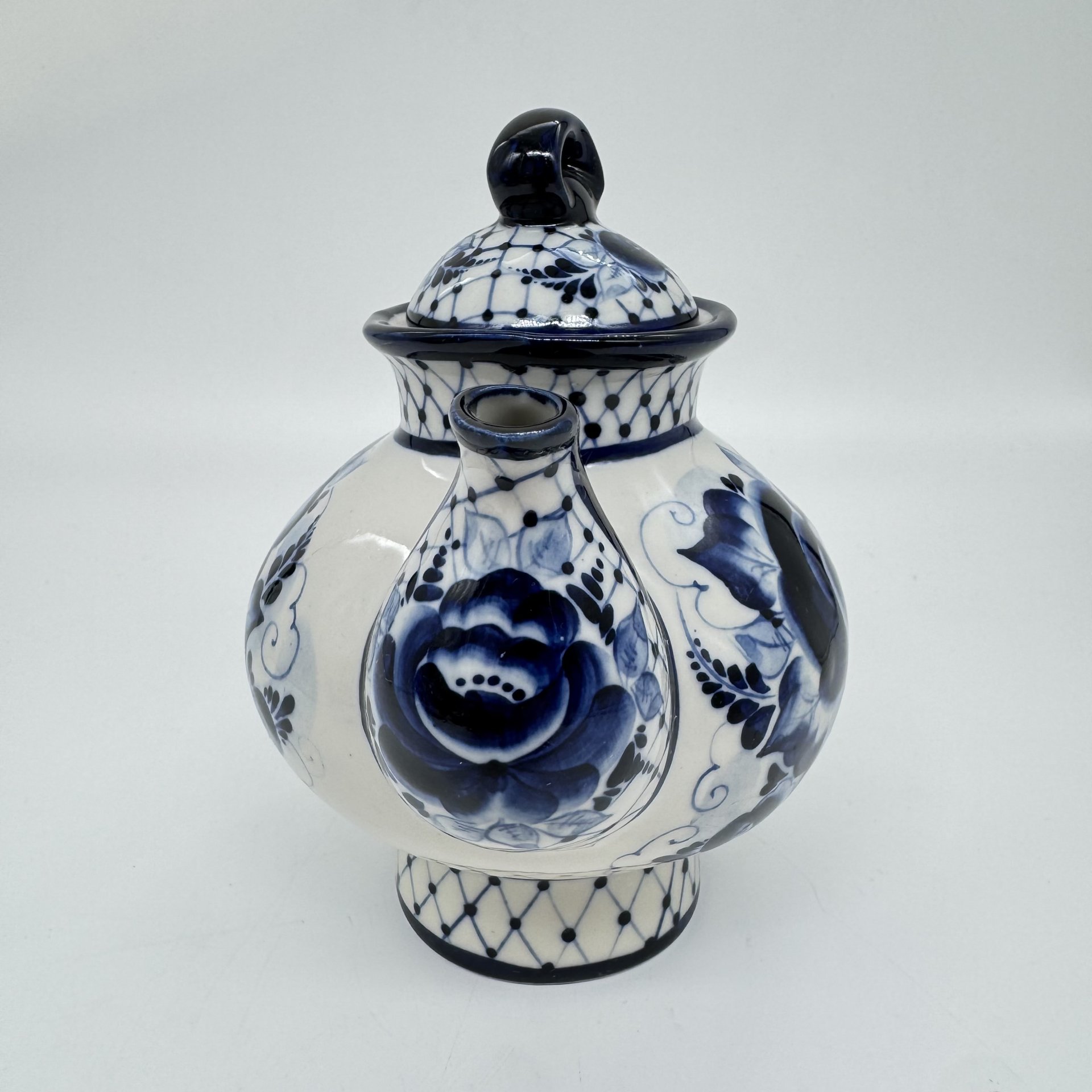 Чайник заварочный с цветочным декором, гжель