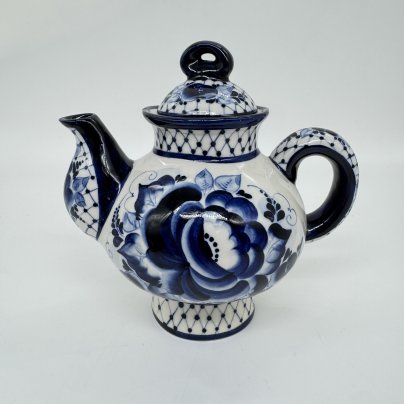 Чайник заварочный с цветочным декором, гжель