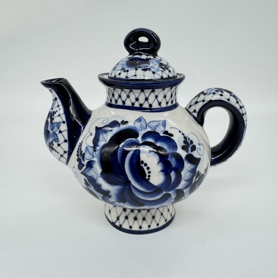 Чайник заварочный с цветочным декором, гжель