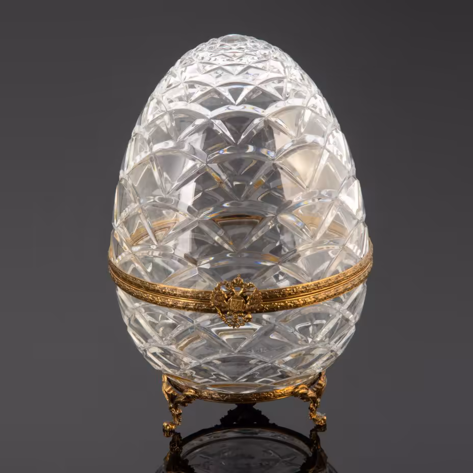 Шкатулка в виде яйца с накладкой в виде двуглавого орла, Фаберже (Faberge)