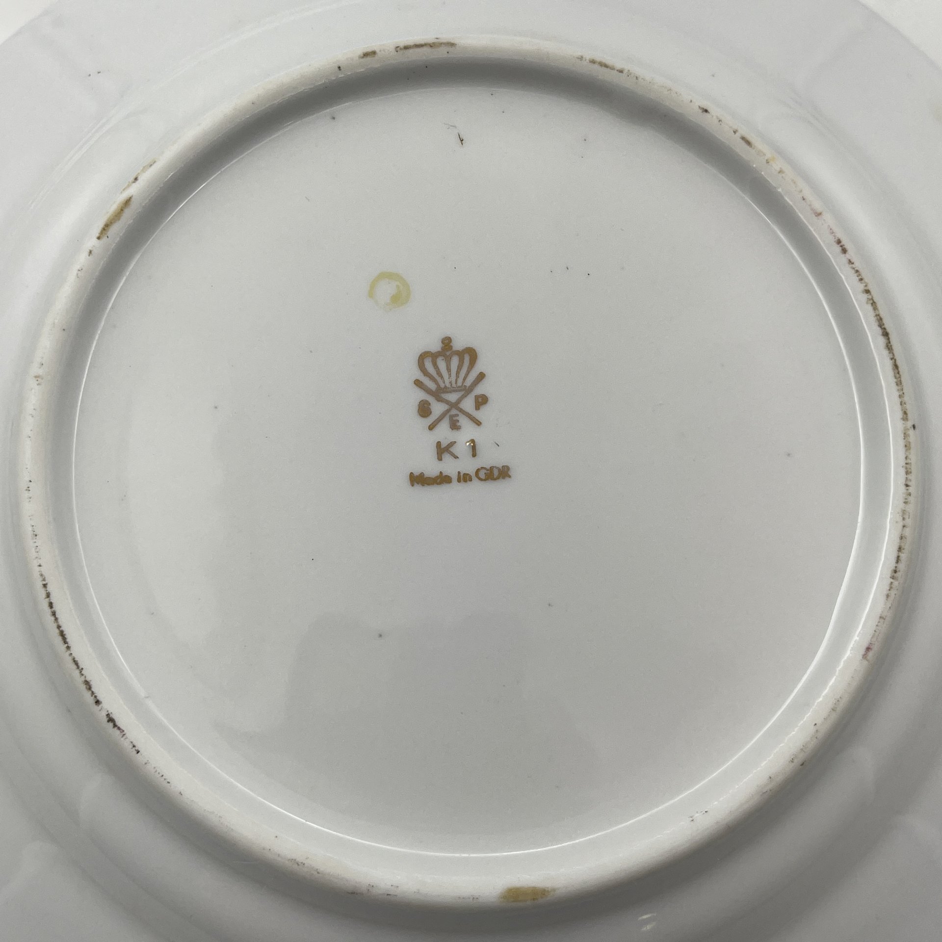 Набор из 5-ти десертных тарелок "Гейша", фарфор, деколь, крытье, люстр, Spezial Eisenberg Porzellan (SEP), ГДР, 1973-1976 гг.