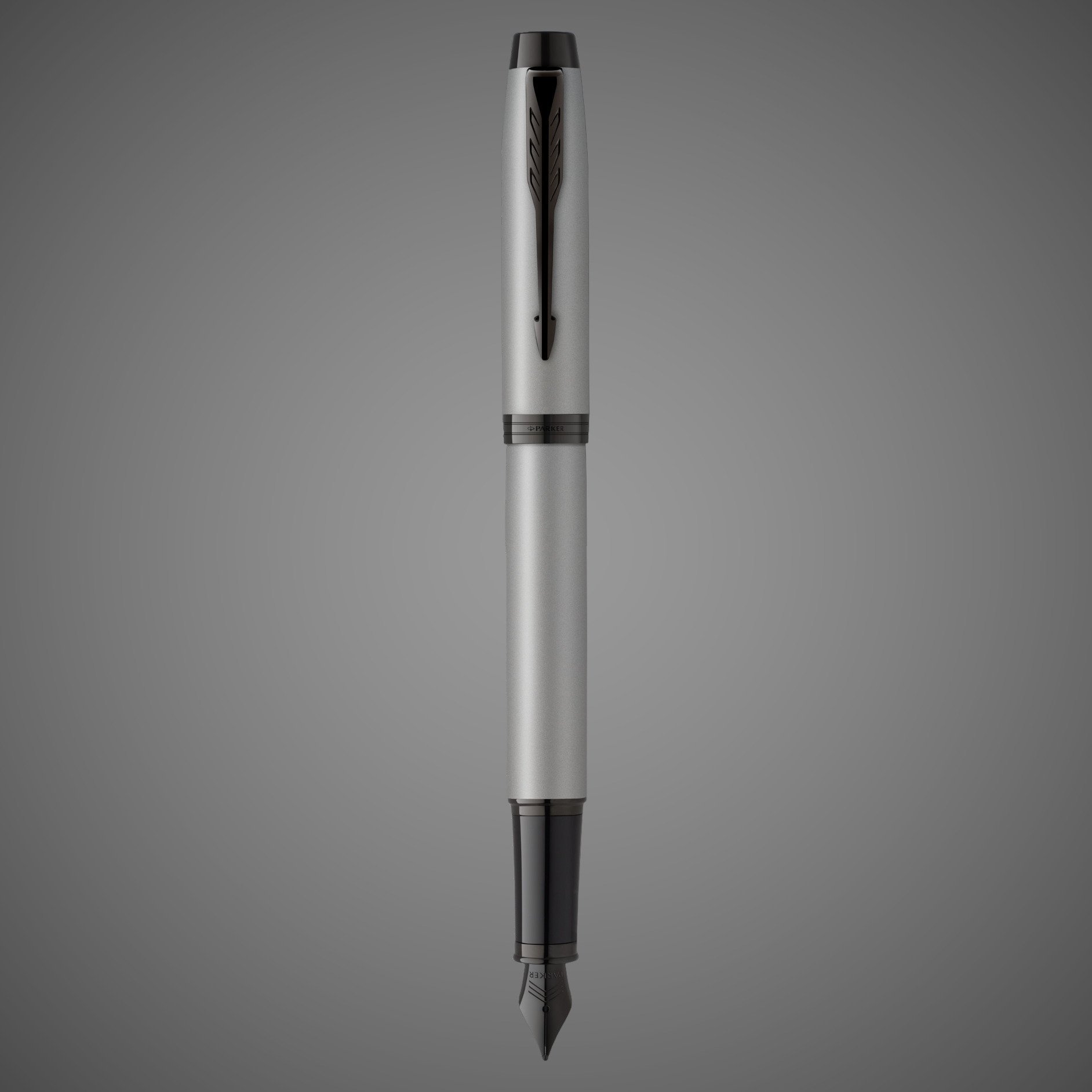 Перьевая ручка Parker IM Achromatic, Grey BT, перо: F, цвет чернил: blue, в подарочной упаковке., Лаки и смолы: лак, латунь