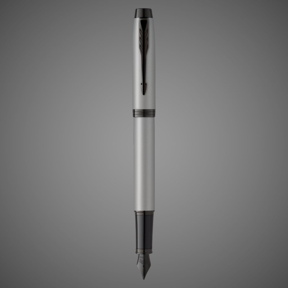 Перьевая ручка Parker IM Achromatic, Grey BT, перо: F, цвет чернил: blue, в подарочной упаковке., Лаки и смолы: лак, латунь
