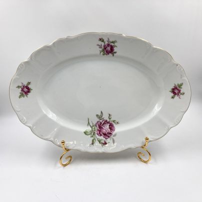 Овальное сервировочное блюдо/фруктовница, фарфор, деколь, золочение, Западная Европа, 1970-2000 гг.