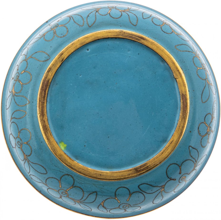 Розетка (блюдце) с изображением цветов, латунь, клуазоне, Китай, 1950-1980 гг.