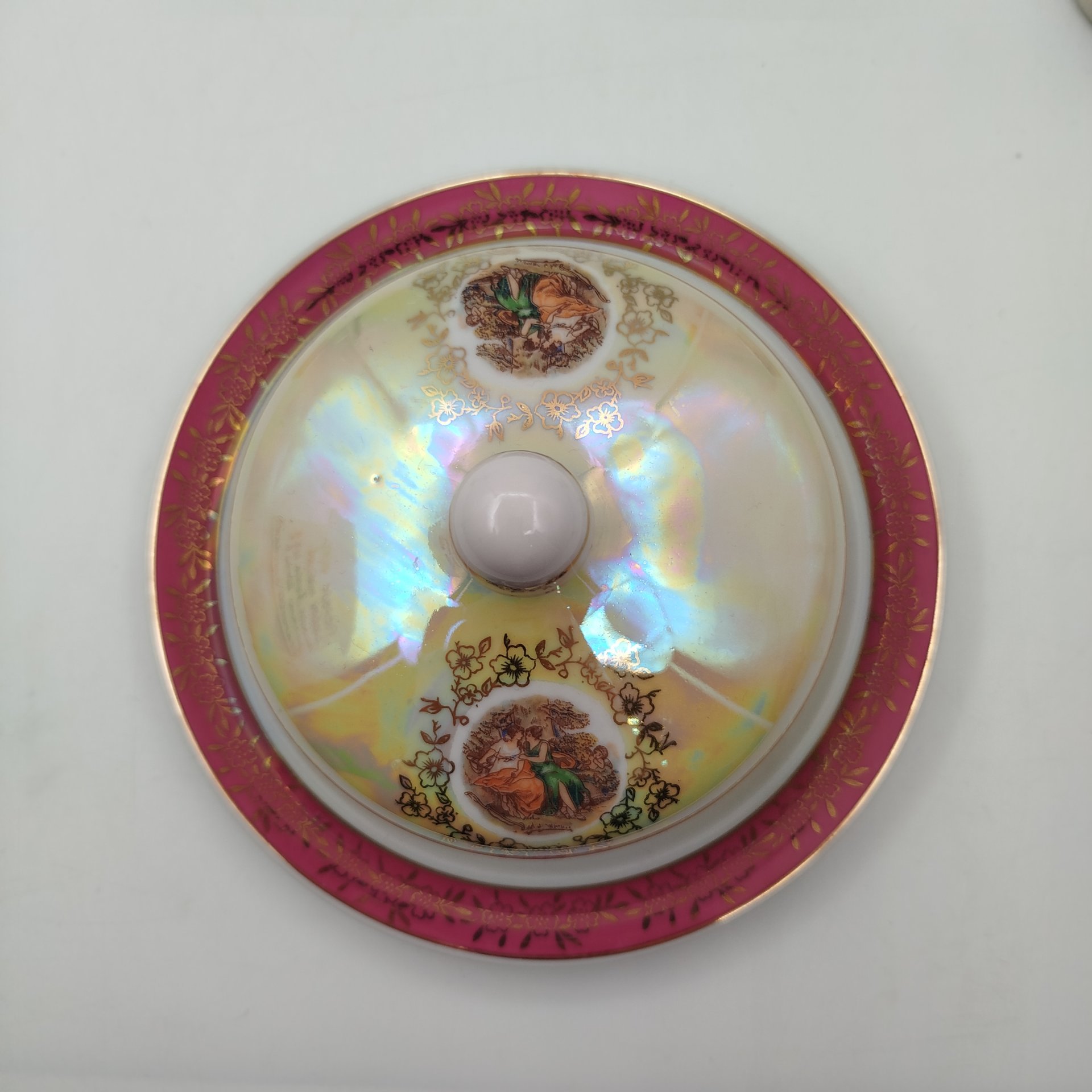 Набор для сервировки стола "Мадонна" (масленка, солонка, перечница), фарфор, деколь, люстр, золочение, Spezial Eisenberg Porzellan (SEP), ГДР, 1970-1990 гг.