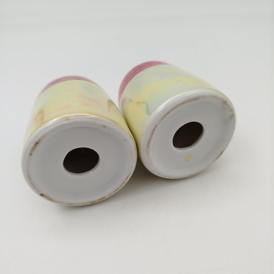 Набор для сервировки стола "Мадонна" (масленка, солонка, перечница), фарфор, деколь, люстр, золочение, Spezial Eisenberg Porzellan (SEP), ГДР, 1970-1990 гг.