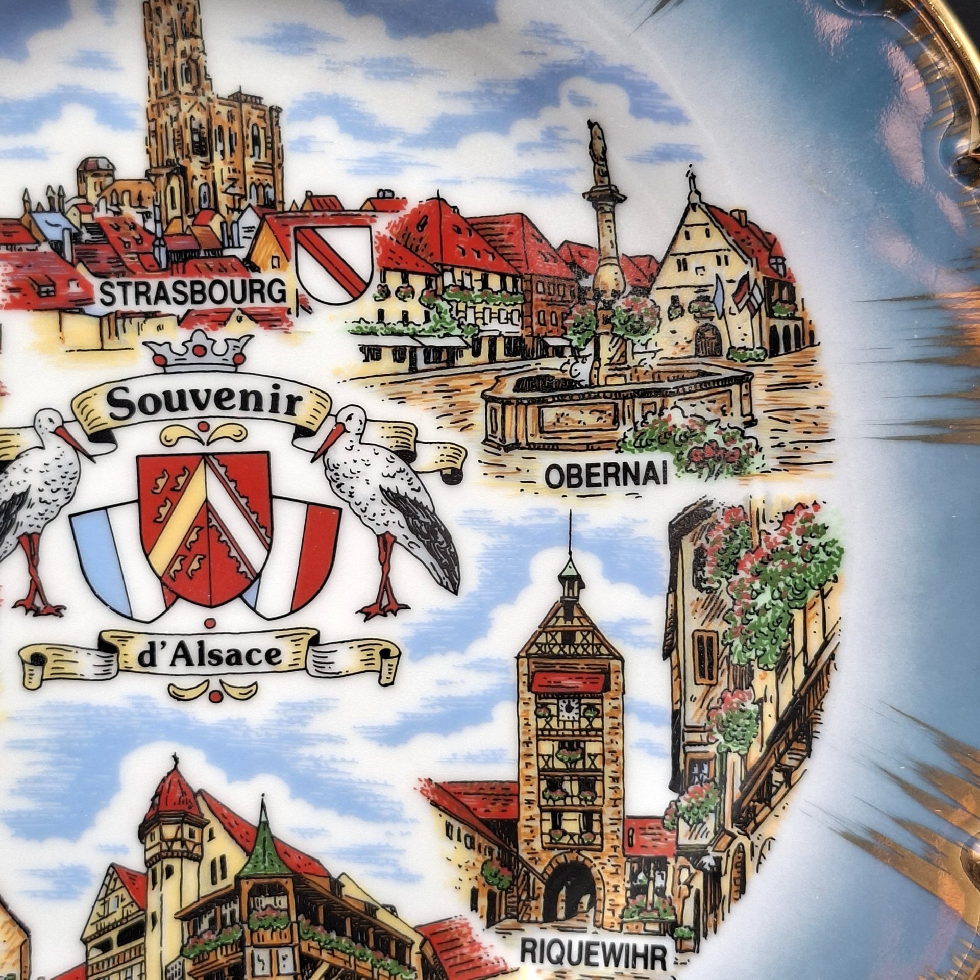 Тарелка декоративная "Эльзас", фарфор, печать, золочение, Франция, 2000-2020 гг.