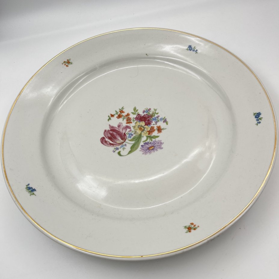 Набор сервировочный "Мейсенский букет" (7 предметов), фарфор, деколь, золочение, Дулевский фарфоровый завод (Дулёво), СССР, 1968 г.