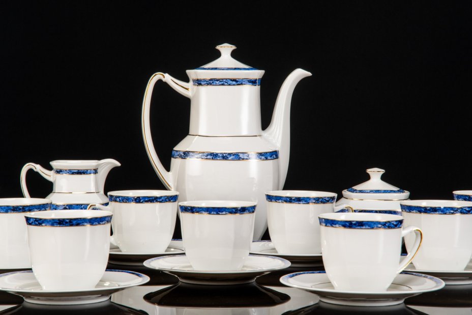 Сервиз кофейный на 9 персон, лаконичного дизайна (21 предмет), фарфор, деколь, золочение, Winterling Marktleuthen Bavaria, Winterling Marktleuthen Bavaria