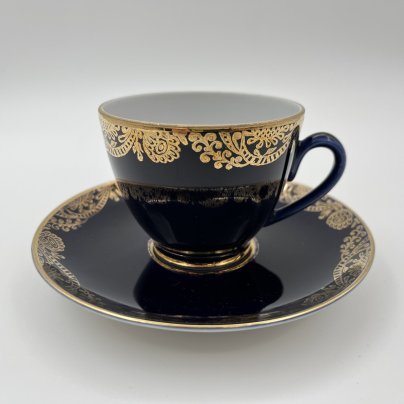 Пара кофейная, фарфор, крытье кобальтом, золочение, Ленинградский фарфоровый завод (ЛФЗ), СССР, 1970-1990 гг.