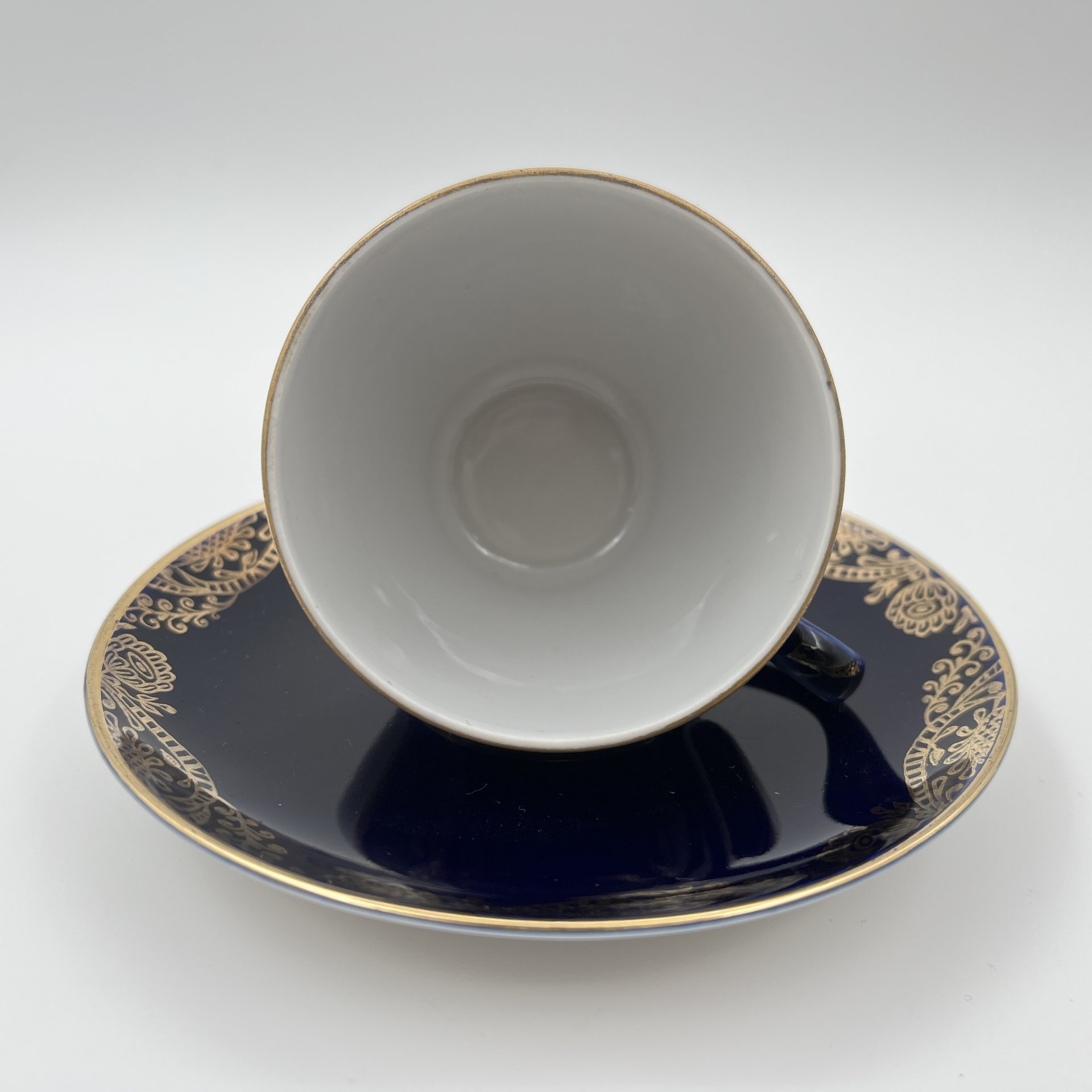 Пара кофейная, фарфор, крытье кобальтом, золочение, Ленинградский фарфоровый завод (ЛФЗ), СССР, 1970-1990 гг.