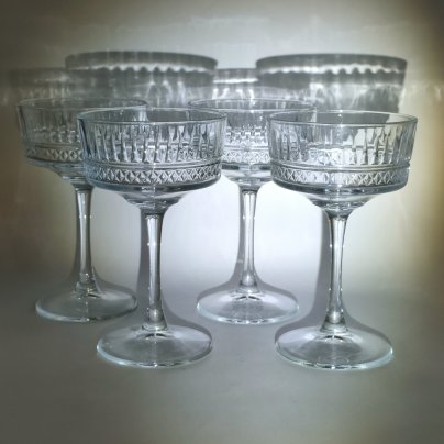 Набор из 4-х бокалов-креманок с геометрическим декором, стекло, Pasabahce, Турция, 1990-2010 гг.