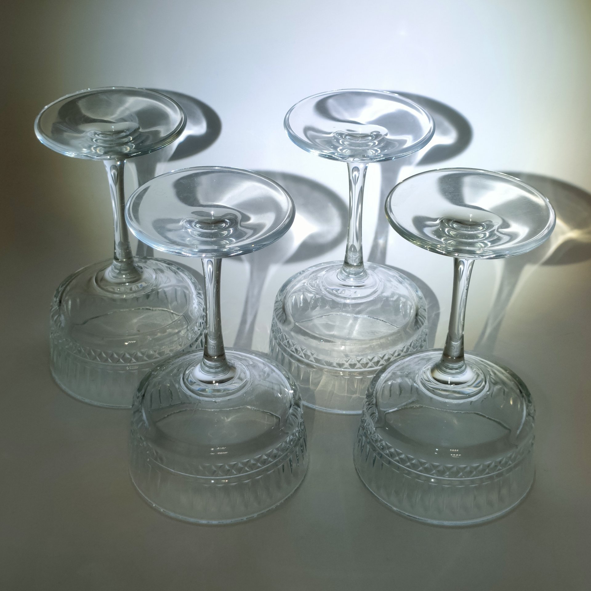 Набор из 4-х бокалов-креманок с геометрическим декором, стекло, Pasabahce, Турция, 1990-2010 гг.