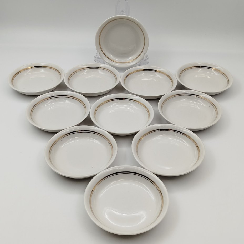 Набор из 11-ти розеток, фарфор, золочение, Дмитровский фарфоровый завод (ДФЗ Вербилки), СССР, 1954-1965 гг.