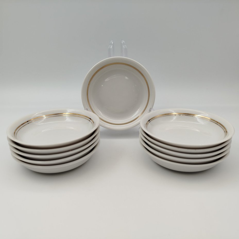 Набор из 11-ти розеток, фарфор, золочение, Дмитровский фарфоровый завод (ДФЗ Вербилки), СССР, 1954-1965 гг.