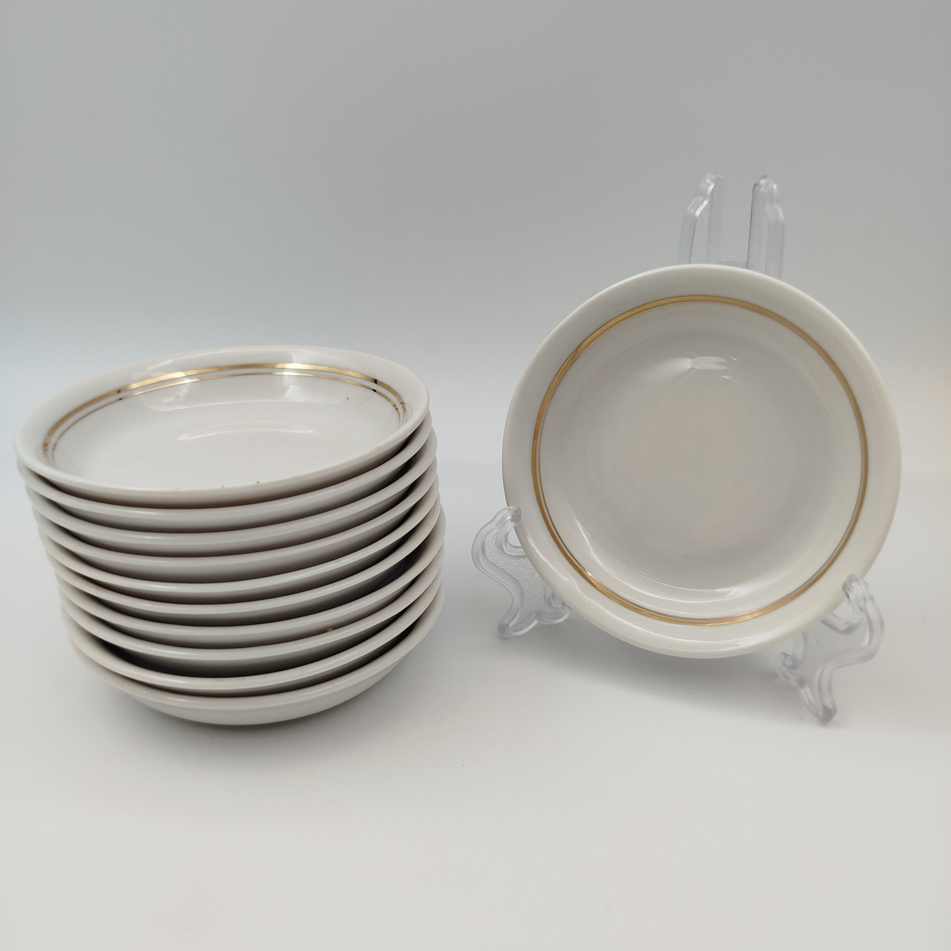 Набор из 11-ти розеток, фарфор, золочение, Дмитровский фарфоровый завод (ДФЗ Вербилки), СССР, 1954-1965 гг.