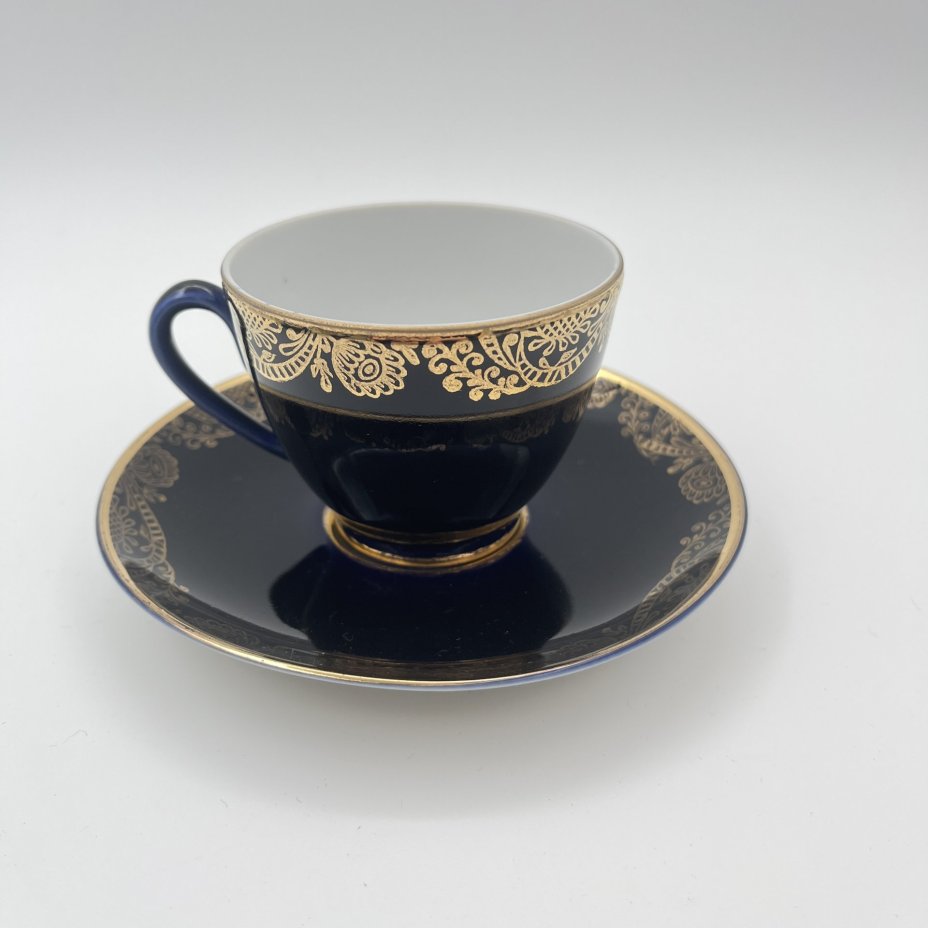 Пара кофейная, фарфор, крытье кобальтом, золочение, Ленинградский фарфоровый завод (ЛФЗ), СССР, 1970-1990 гг.