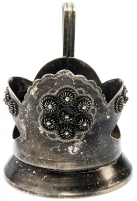 Подстаканник "Бусины малые", мельхиор, литье, СССР, 1970-1980 гг.