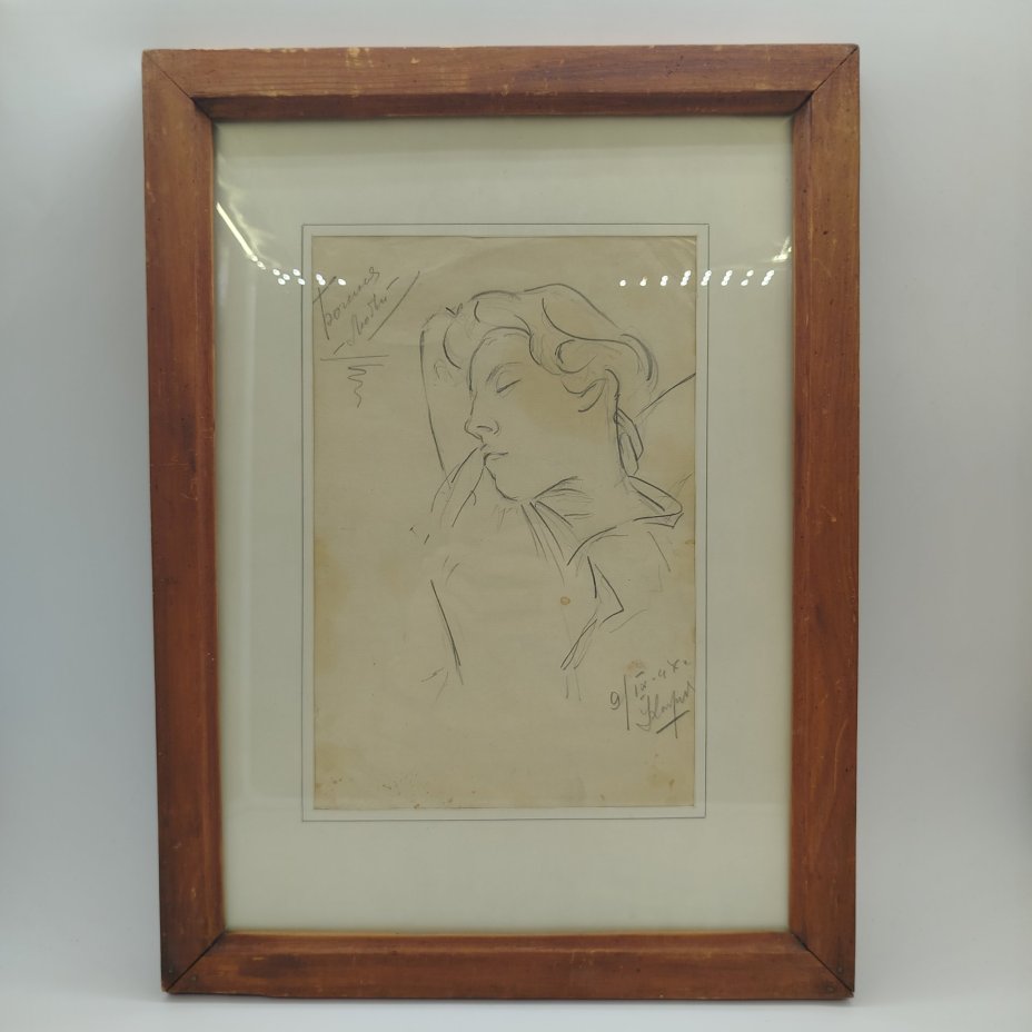 Картина "Богиня любви", дерево, бумага, карандаш, СССР, 1947 г.