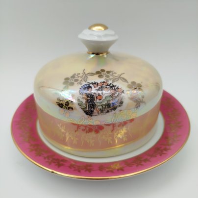 Масленка "Гейша", фарфор, деколь, крытье, люстр, Spezial Eisenberg Porzellan (SEP), ГДР, 1973-1976 гг.