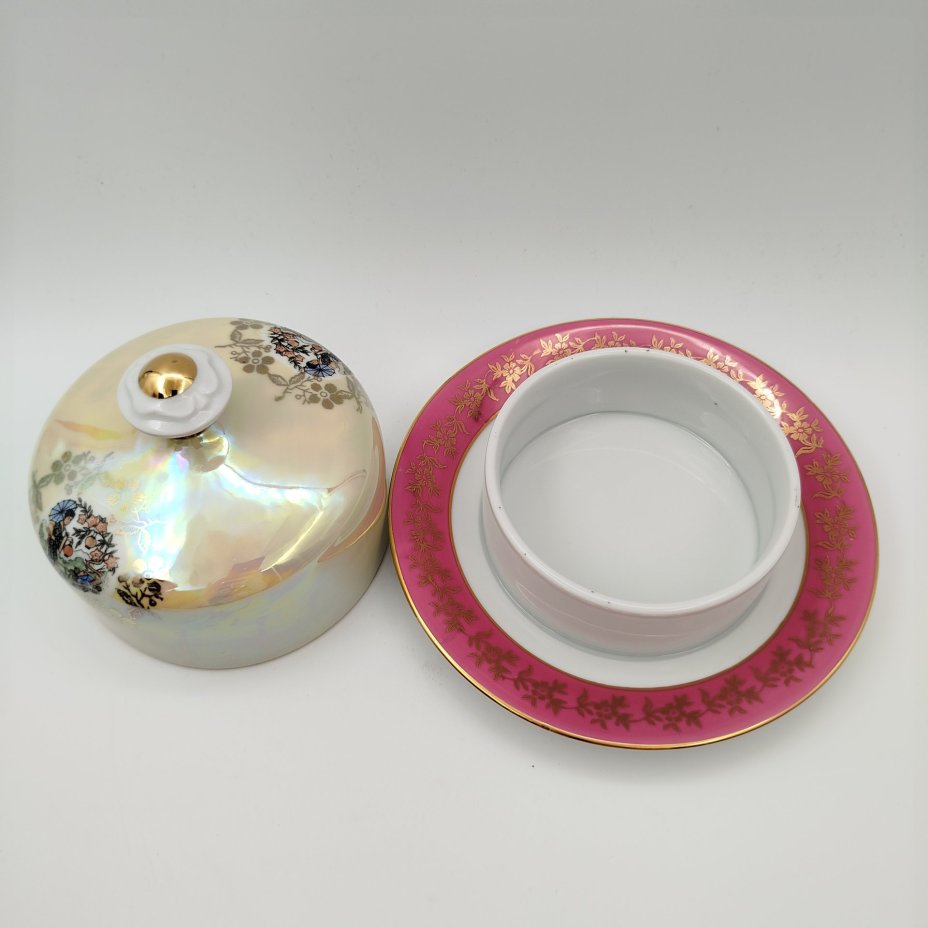 Масленка "Гейша", фарфор, деколь, крытье, люстр, Spezial Eisenberg Porzellan (SEP), ГДР, 1973-1976 гг.