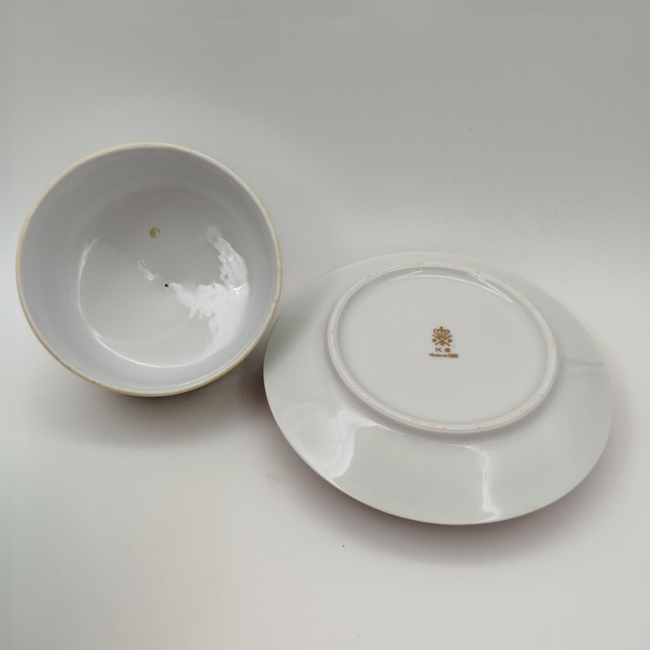 Масленка "Гейша", фарфор, деколь, крытье, люстр, Spezial Eisenberg Porzellan (SEP), ГДР, 1973-1976 гг.