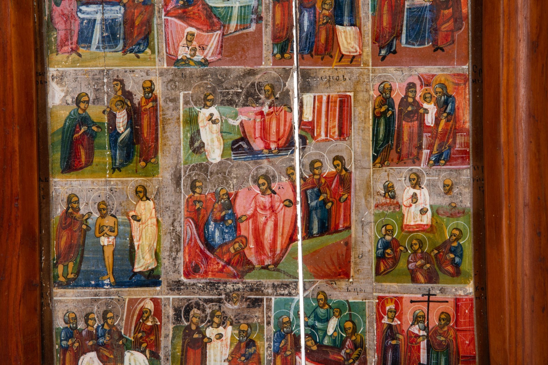 Икона  в раме "Воскресение Христово"  в 12 клеймах