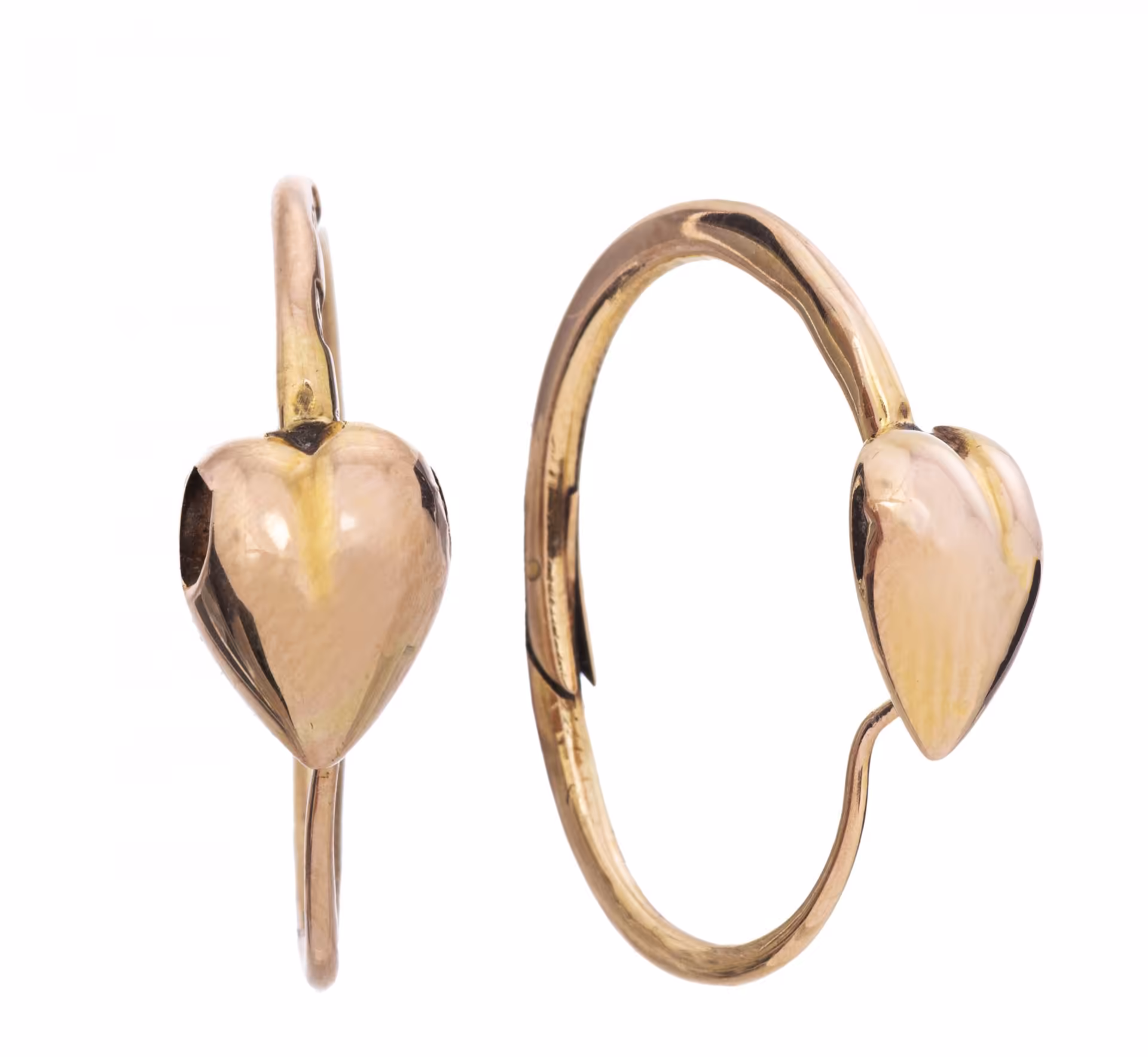 Серьги "Сердечки", золото 56 пр., мастер АБ, Российская Империя, 1908-1917 гг.