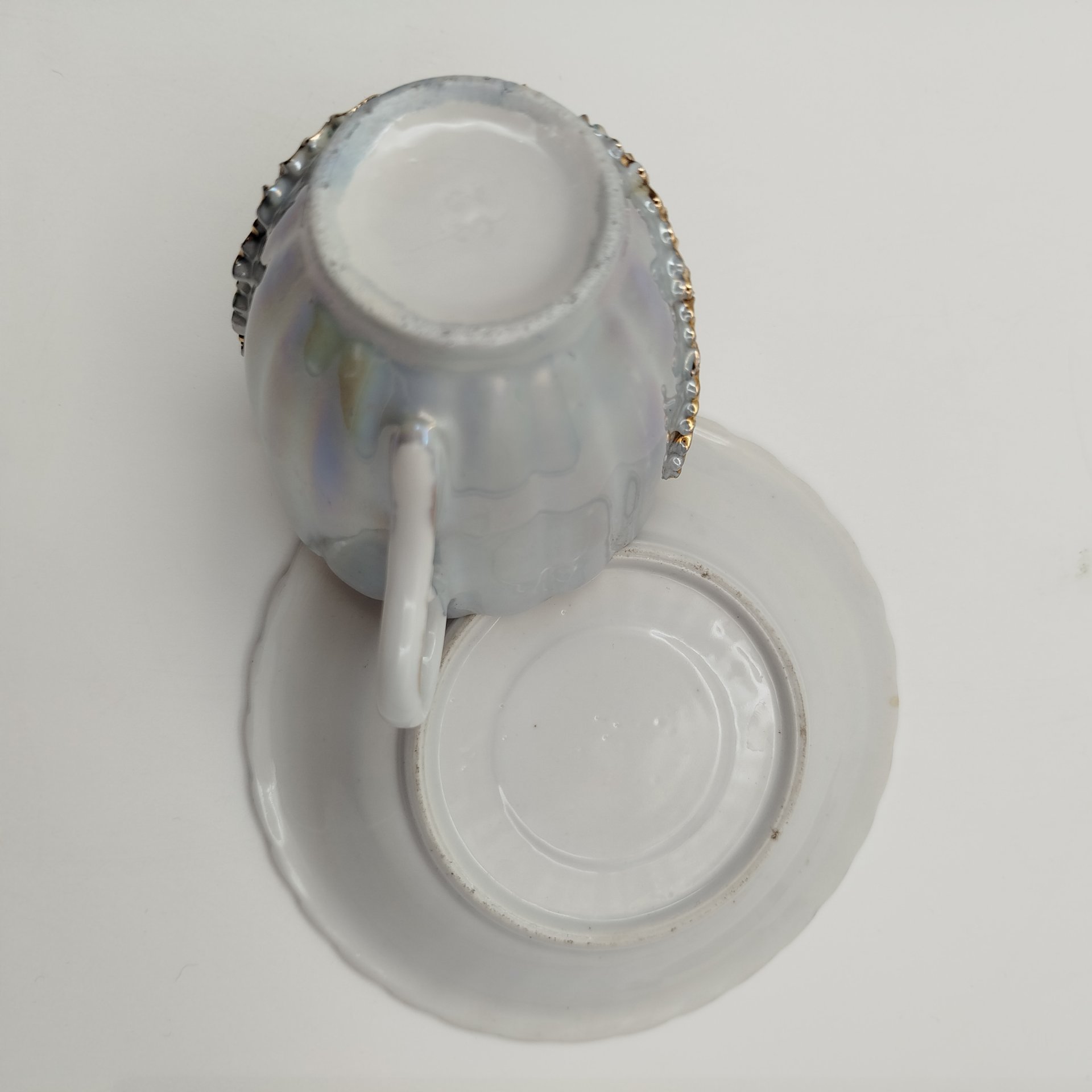 Пара чайная "Bonsoir" с растительным декором, фарфор, крытье, золочение, Франция, 1950-1970 гг.