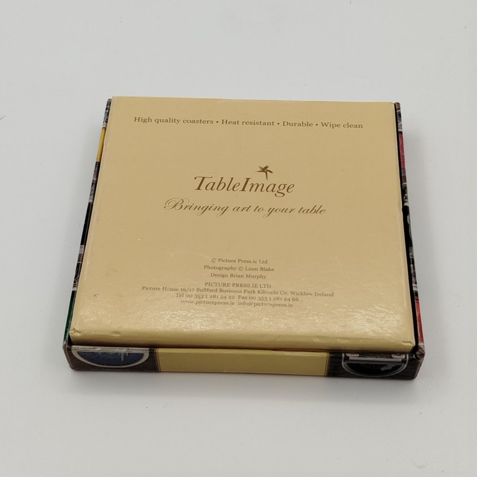 Набор из 4-х костеров (подставок под стаканы) с изобрважением дверей Дублина, пробка, печать, картон