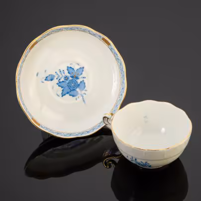 Чайная пара, выполненная в фирменном дизайне Apponyi Blue, Herend (Херенд)