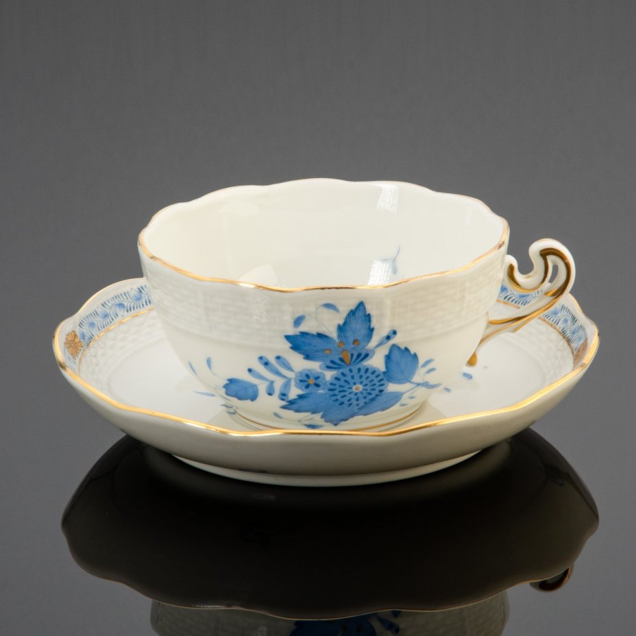Чайная пара, выполненная в фирменном дизайне Apponyi Blue, Herend (Херенд)