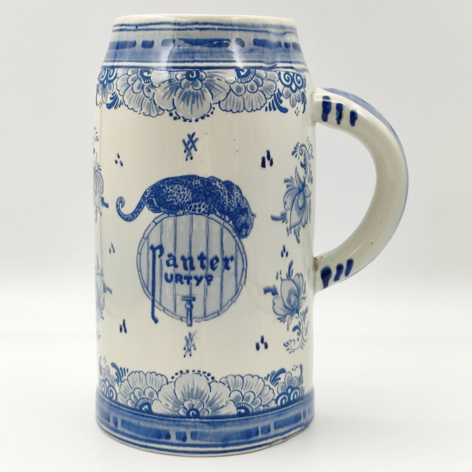 Кружка пивная (большая)  "Panter Urtyp", фаянс, роспись, Delfts Blauw, Нидерланды, 1950-1980 гг.