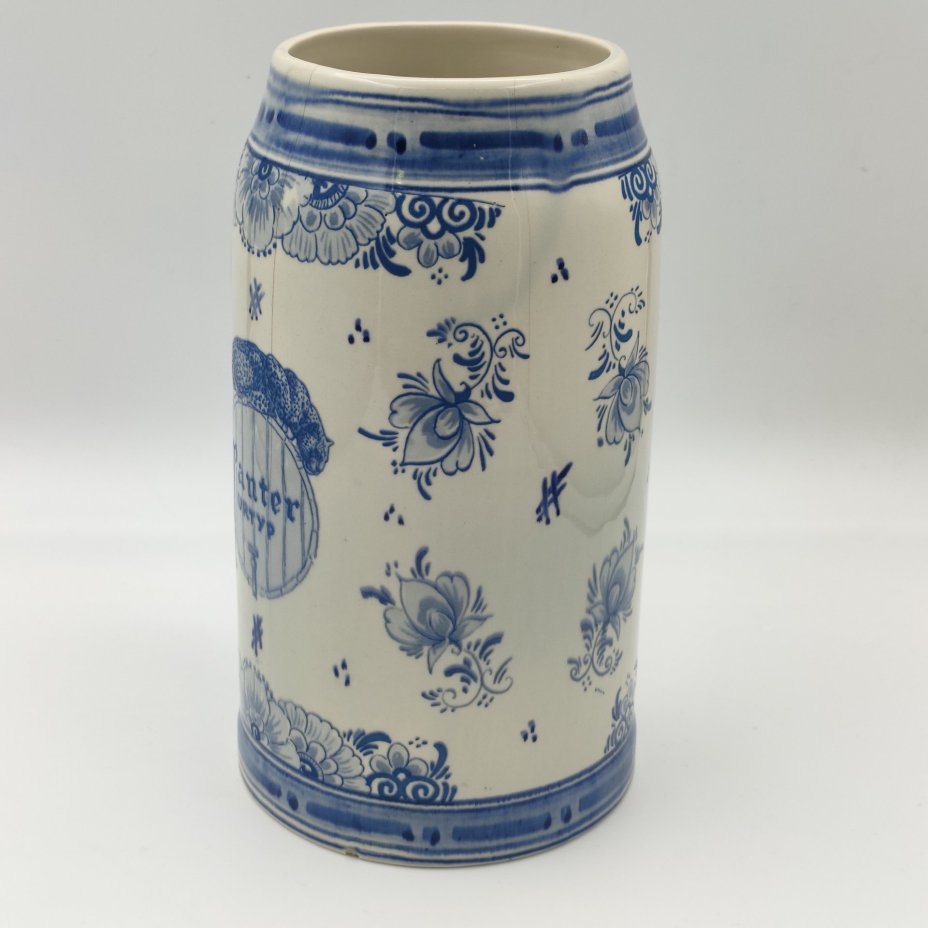 Кружка пивная (большая)  "Panter Urtyp", фаянс, роспись, Delfts Blauw, Нидерланды, 1950-1980 гг.