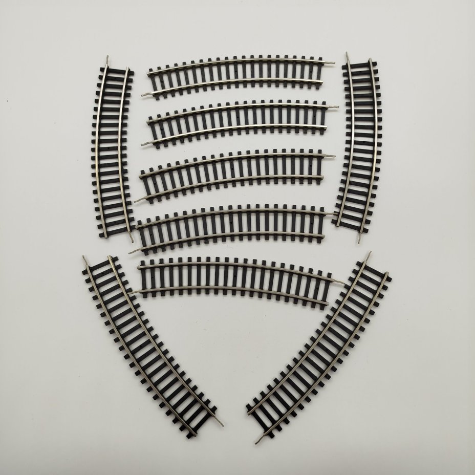 Набор из девяти рельс для железной дороги 9 мм, пластик, металл, Piko, ГДР, 1970-1980 гг.